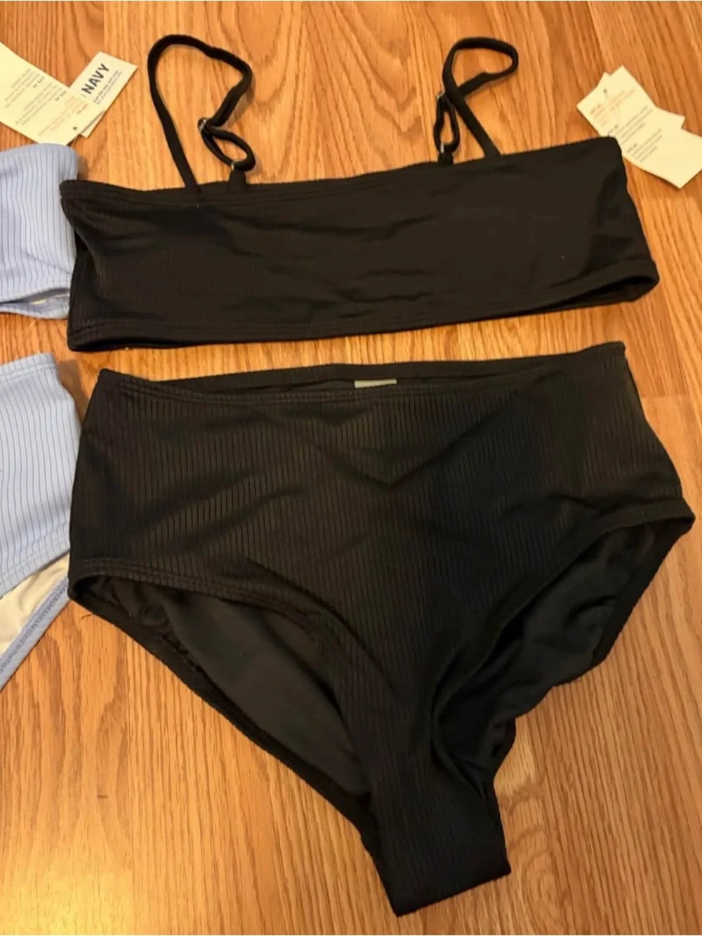 Old Navy Ribbed Bikini Set - Light Blue & Black